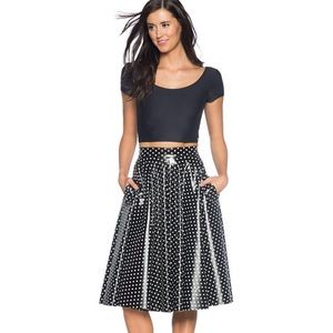 BLACKMILK Black & White Polka Dot Vinyl skirt